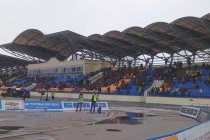 Main stand at Torpedo Stadium in Zhodino