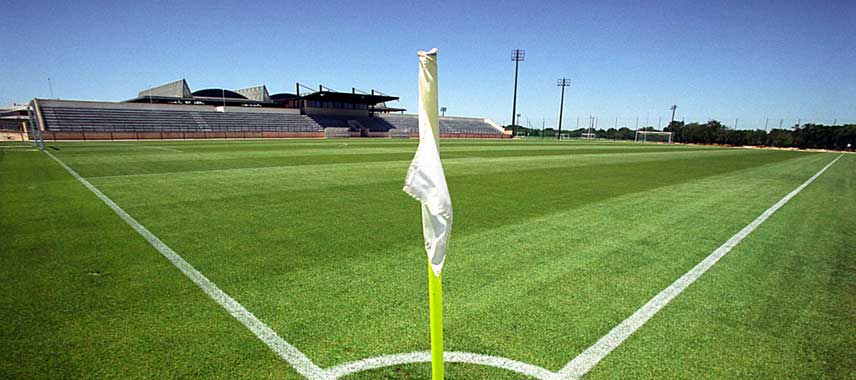 View of the pitch from the corner flag