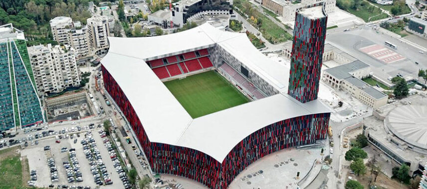 Aerial view of Air Albania Stadium