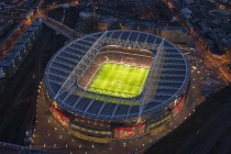 Aerial view of Emirates Stadium at night