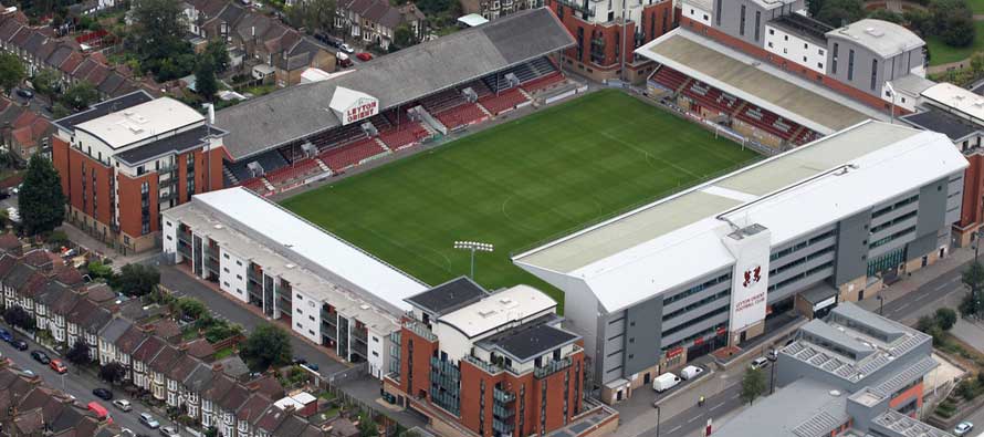 Brisbane Road stand behind the goal