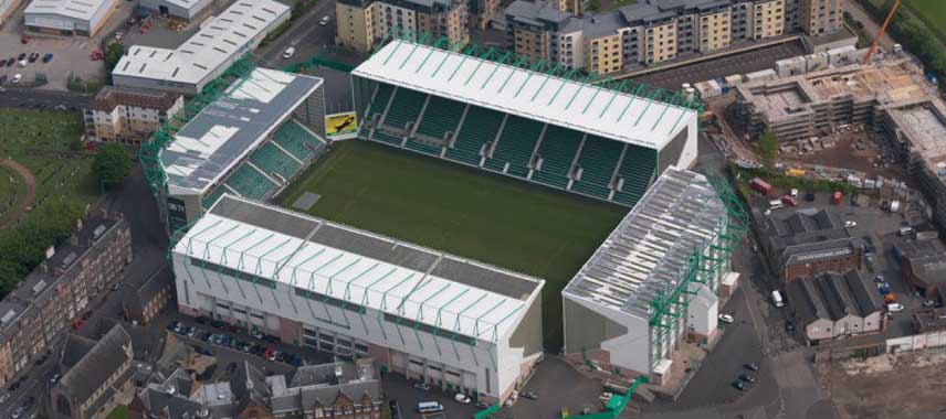 Aerial view of Easter Road Stadium