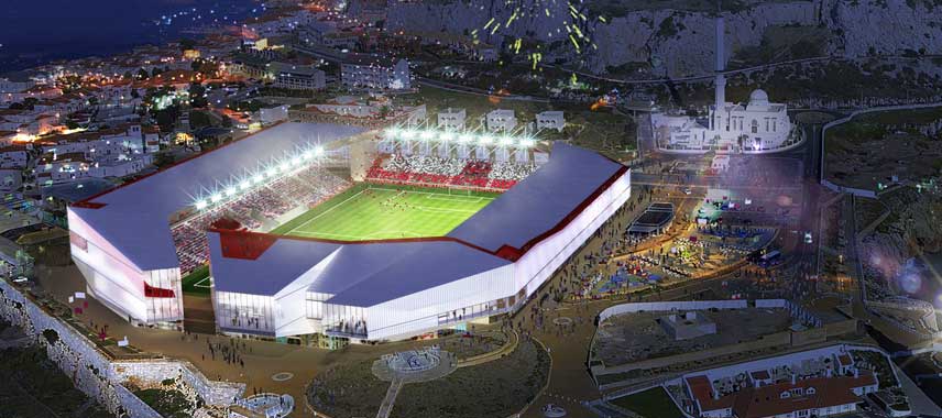CGI Render of Gibraltar's new national stadium