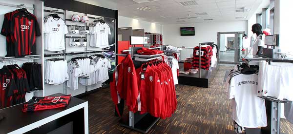 Interior of FC Ingoldstadt 04 club shop