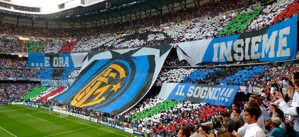 Inter supporters inside the stadium