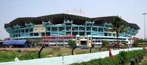 Jagged exterior of Jawaharlal Nehru Stadium