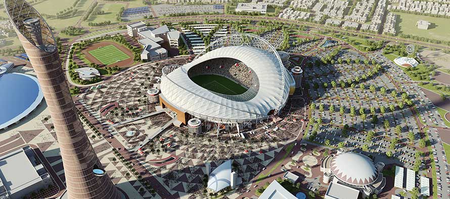 Aerial view of Khalifa Stadium rendered