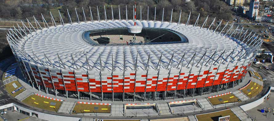 Aerial view of Poland's national stadium