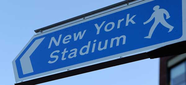 Walking sign for New York Stadium
