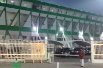 Exterior of the main stand at Sabah al Salem Stadium