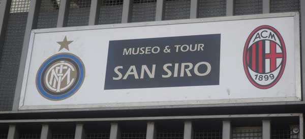 San Siro stadium tour sign