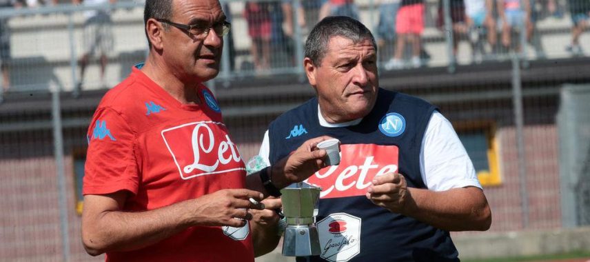 Sarri smoking and drinking at the football