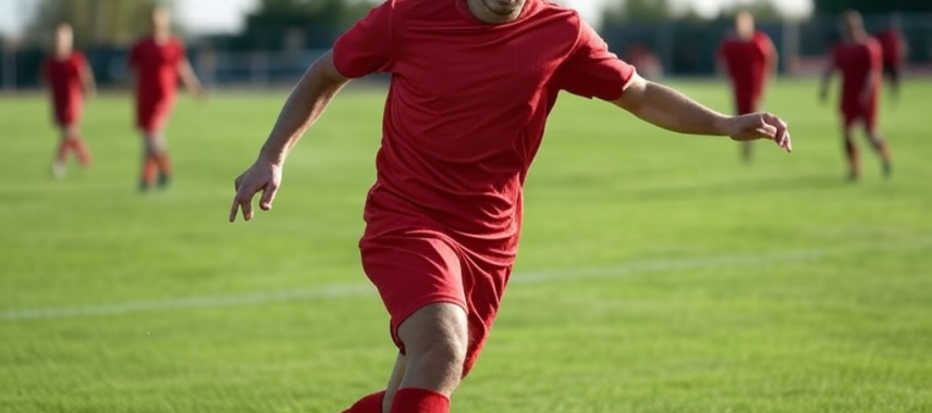 Amateur football player dribbling