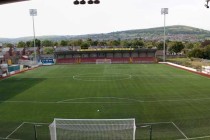 High view of the pitch at Solitude stadium