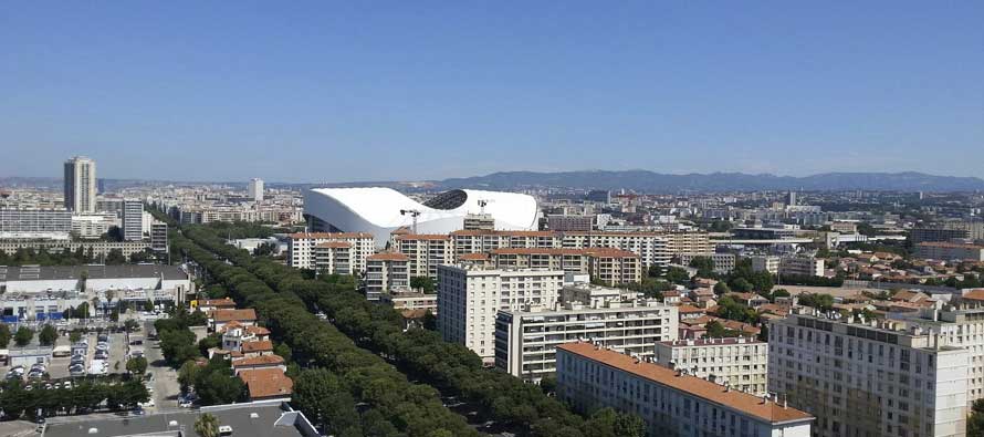 A distant view of Stade Velodrome