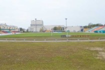 View overlooking Torpedo Stadium's pitch in Minsk